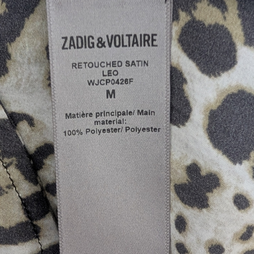 Zadig and Voltaire Sz Medium Retouched Satin Leo Dress Long Sleeve Animal Print - Picture 12 of 15